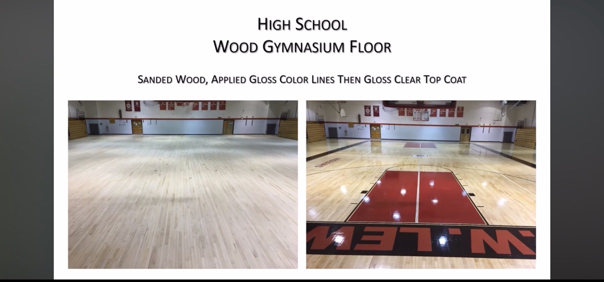 High School Wood Gymnasium Floor Before After